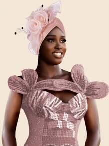 Élégante pièce pour cheveux rétro en fleurs, maille, plumes et organza, chapeau de décoration polyester unicolore adapté pour tous les jours, décontracté, soirée, mariage, vacances, printemps/été/automne/hiver