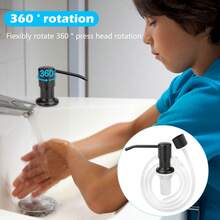 Kitchen Black Sink Soap Dispenser, 360 Degree Rotating Pump With 1.2-Meter Tube - Black - View 1