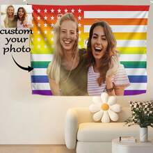 1 pieza Tapiz personalizable y personalizado, se pueden agregar fotos y texto, adecuado para cumpleaños, boda, Halloween, Navidad, fiesta, Día del Padre/Madre, decoración del hogar, decoración de dormitorio, decoración de dormitorio y regreso a la escuela - Multicolor - Ver 3