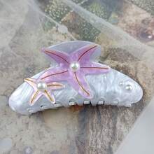 Presilha de cabelo de sereia com pérolas artificiais de alta qualidade (1 ou 2 unidades), presilha de cabelo em formato de estrela-do-mar, presilha de cabelo extra grande em formato de garra de tubarão, presilha de cabelo colorida 3D em acetato, acessório de cabelo de tamanho médio e pequeno para mulheres, ideal para festas, férias e praia - Presilha de cabelo com strass da série Oceano, acessório de cabelo para outono e inverno, presilha de cabelo com flor para looks de férias. - Multicolorido - Ver 22