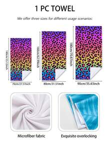 1pc Gradient Leopard Print Beach Towel, Extra Large Super Absorbent Microfiber Beach Blanket, Suitable For Travel, Pool, Diving, Surfing, Yoga, Camping, Available In Adult & Child Sizes, Vacation, Bathing, Outdoor Travel Beach Towel - Multicolor - View 2