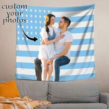 1件可定制个性化挂毯，可添加照片和文字，适用于生日、婚礼、万圣节、圣诞节、派对、父亲节/母亲节、家居装饰、卧室装饰、宿舍装饰和返校季。 - 彩色 - 查看 2