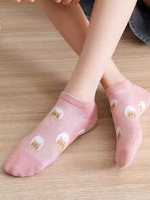 5 Pairs Cute Cat Pattern Crew Socks For Women , Cute Socks, Breathable And Sweat-Absorbent Soft Nude Socks, Suitable For Daily Wear, Holiday Gifts - Multicolor - View 2