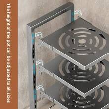 1pc Adjustable Heavy Duty Kitchen Organizer - Large Capacity Pots And Pans Rack, Multipurpose Heavy Duty Pots And Pans Storage Rack Under Cabinet, 7 Layers Adjustable Pan Storage Rack For Kitchen Cabinet Organizer And Storage, Kitchen Organizer - Black - View 8