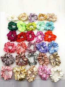 30pcs Colorful Scrunchies Hair Ties, Multi-Functional & Practical - Multicolor - View 7