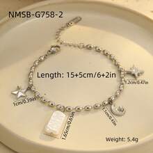 1pc Beaded Ocean Style Stainless Steel Layered Bracelet For Women - Multicolor - View 11