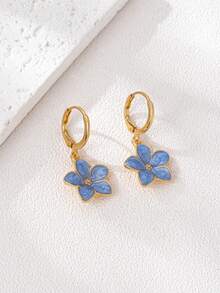 4 对/套夏季旅行海滩花卉多巴胺滴油耳环套装，适合女士，适合多种场合佩戴