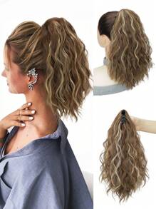 Ponytail Extension, 20 Inch Short Claw Clip Ponytail Extension, Wavy Curly Claw Clip In Ponytail Hair Extensions, Natural Fake Ponytail Synthetic Hairpiece For Women Daily