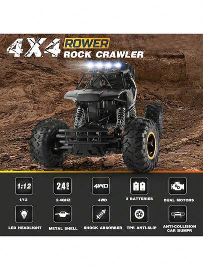 4DRC RC Cars Remote Control Car 1:12 Off Road Truck, Metal Shell LED Headlights Offroad Monster RC Truck, 4x4 All Terrain Hobby RC Cars Toys For Boys Kids Adults Gifts 8-12,Toys For Boys 12,Rc Monster Truck,Mini Rc Car,Rc Car,Monster Truck,Rc Cars,Kids Toys Gifts