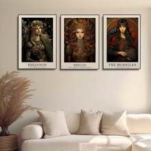 3pcs可选帆布印花装饰画、复古凯尔特人、布里吉特、莫里根女神海报挂画、文艺复兴时期绘画、凯尔特神话家居装饰、室内家居壁画 - 彩色 - 查看 2