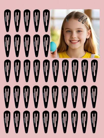 120/50 piezas Conjunto de pinzas para el cabello de metal negro, diseño simple y minimalista, estilo de agarre antideslizante, duradero, adecuado para cabello grueso, uso diario para niñas, ideal para vacaciones y ocasiones