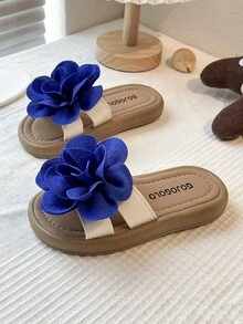 Comfortable Open Toe Slippers, Girls' Breathable Lightweight Beach Sandals, Suitable For Outdoor Activities - Blue - View 5