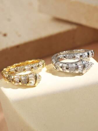 rakol 1 st ormformad justerbar ring med zirconia dekoration, moderiktig unik design