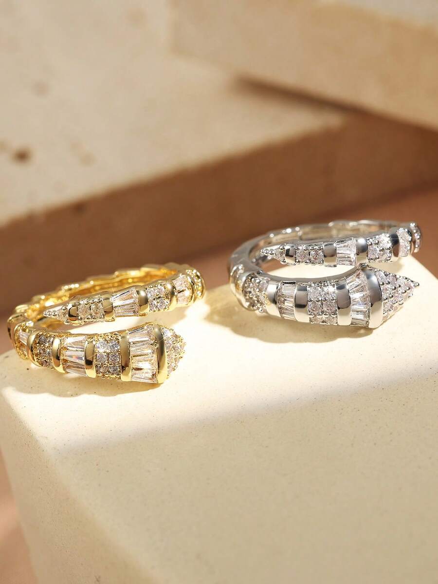 rakol 1 件蛇形可调节戒指，带锆石装饰，时尚独特设计 - 開口戒指 - 查看 1