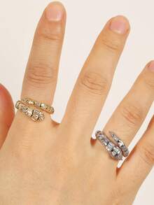 rakol 1 件蛇形可调节戒指，带锆石装饰，时尚独特设计 - 開口戒指 - 查看 7