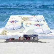 1 件海洋生物设计遮阳篷,轻松打造舒适休闲区,卡通海洋风格,100% 涤纶,矩形,防水,防紫外线,适用于户外花园、露台、海滩、夏季,附赠尼龙绳 - 彩色 - 查看 8