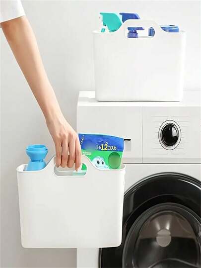 1pc Plastic Multipurpose Storage Basket, Suitable For Kitchen, Bathroom, Bedroom, Office And Dorms - Durable Under-Sink Organizer For Household Items And Cleaning Essentials