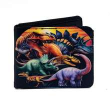青少年男孩酷炫钱包布艺钱包信用卡现金夹可爱卡哇伊美学钱包带零钱袋身份证窗口适合青少年男孩男性青年男孩青少年（游戏/恐龙）