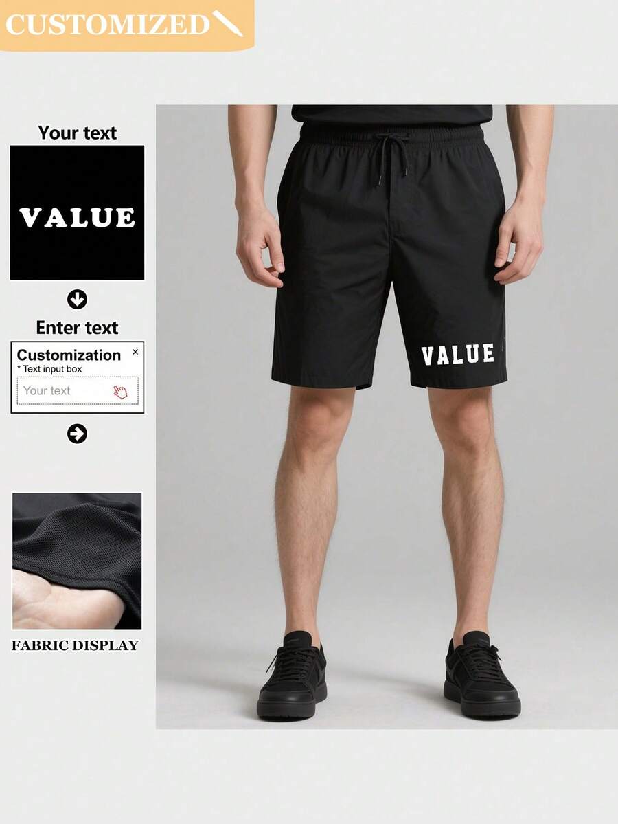Upload The Desired Text To Customize A Pair Of Shorts As A Gift For Family And Friends - Black - View 1