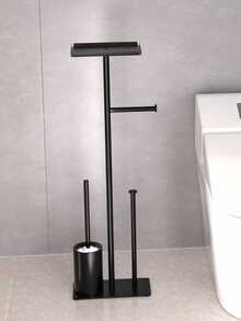 Space-Saving Bathroom Organizer Box, Floor-Standing Toilet Paper Holder With Cleaning Brush And Tissue Rack, Moisture-Proof Wall-Mounted Storage Rack For Easy Access - Multicolor - View 6