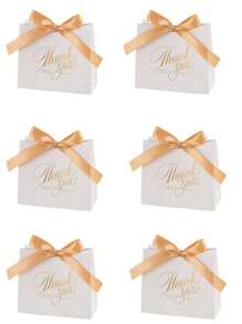 24pcs/12pcs/6pcs Thank You Gift Bags, Mini Candy Bags With Bows, Perfect For Party, Birthday, Wedding Bridal Shower Favors, Wedding Guest Gifts, Gift Boxes, Wedding Reception Decor, Valentine's Day. Creative Wedding Boxes, Luxury Holiday Small Gift Boxes Suitable For Wedding Small Gift Packaging, Birthday Party Gift Boxes, Party Bags, Holiday Gift Decorations, Wedding Decorations, And Other Occasions