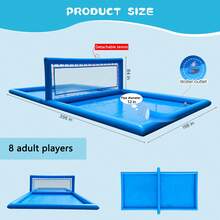 33 Ft(L) Inflatable Water Volleyball Pool, Commercial 0.6mm PVC, With 800W Pump (Inflate/Deflate), Easy Setup Backyard Swimming Pool For Summer, Outdoor Activities Or Parties, 33 X 16.5 X 7 Ft - Blue - View 5