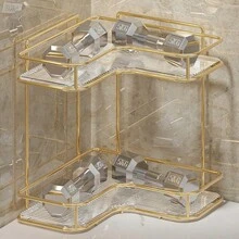 1pc New Luxury Bathroom Triangle Counter Top Acrylic Storage Rack, Washroom Vanity Corner Organizer, Convenient - Multicolor - View 7