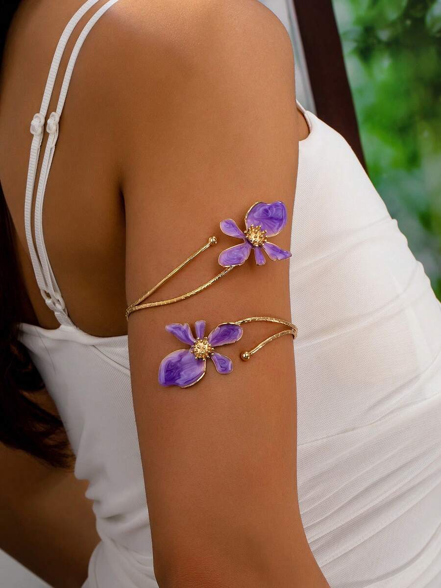 1 Stück modischer tropfender Dopamin Blumenarmreif, für Frauen, geeignet für Urlaub & Reisen