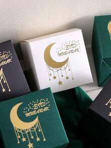 10 Pieces Of Beautiful Small Ramadan Gift Boxes In Elegant White Black And Green With A Gold Crescent Design. Perfect For Storing Candies, Chocolates And Small Gifts. Perfect For Ramadan Celebrations, Iftar Parties And Special Gift Times. Elegant Packaging For A Beautiful Presentation! - Multicolor - View 6