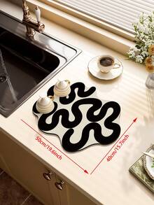 1 tấm thảm Diatomite đa năng màu đen trắng, khả năng thấm hút nước tốt, chống mài mòn, thiết kế sọc bất đối xứng, có thể dùng làm thảm phơi bát đĩa, thảm thoát nước mặt bàn bếp, đế lót ly, thảm cho thú cưng. - đen và trắng - Xem 15