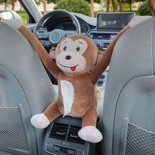 1pc Paper Towel Box For Both Home And Car, Car Mounted Cartoon Storage, Car Interior Decoration, Cute Children's Monkey Paper Towel Draw