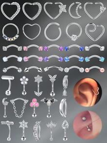 CIZME Joyería para piercings de 16G: Pendientes Rook, Anillos de Ceja, Anillos de Labio de Acero Inoxidable, Aro de Cartílago, Pendientes Rook Daith, Tragus y Piercing de Body con Barra Curva Cubierta de CZ, Anillos de Ceja de 16G, Barra Curva, Anillos de Ceja, Piercing de Superficie Daith y Tragus - Plateado - Ver 1
