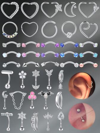 CIZME 16G Rook Piercing Jewelry Rook Earrings Eyebrow Rings Stainless Steel Belly Lip Ring Cartilage Hoop Rook Daith Earrings Tragus CZ Body Piercing Curved Barbell, Eyebrow Piercing 16G Curved Barbells Eyebrow Rings Daith Surface Tragus Piercing Jewelry