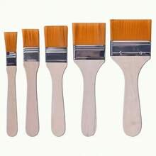 1/5pcs Premium Art Brushes - Various Nylon Bristles, Wooden Handle, Ideal For Acrylic, Oil Painting, Watercolor, Varnish, For Students, Artists, Hobbyists - Durable, Easy To Clean, Long Lasting