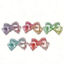 10/20/30pcs Resin Crafts Materials Accessories, DIY Decorations Shoe Clips Cups Sticker Hair Clips Random Color Gradient Bowknot - Multicolor - View 5