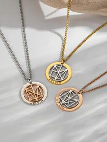 New Style Creative Custom Made Name Logo Disc Necklace Gift For Women, Mother'S Day Personalized Name Customization Jewelry Carving Pendant Necklace Gifts For Wife - Rose Gold+Silver - View 6