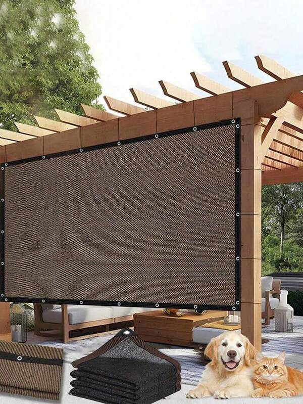 Shade Cloth Outdoor Sun Shade With Grommets, Premium Sunshade Fabric Fence - Durable, Tear-Resistant, And Easy To Install, Anti Uv Coffee Brown Hdpe Sun Shade, Sail Gazebo Sun Shade Cloth Privacy Screen Outdoor Sunshade Netting, For Outdoor Patio Garden Pergola Canopy Pet House Plants -Provides Excellent Sunblock, Shade, And Privacy With Taped Edge And Grommets.