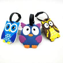 1pc/3pcs Cartoon Cat/Owl Luggage Tag Pendant, Unisex Travel Airplane ID Card Anti-Loss Name Tag