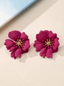 1 par de pendientes de clip elegantes y dulces con flores de estilo campestre para mujer, adecuados para vacaciones, cumpleaños, citas, bailes, fiestas, vacaciones, compras y uso diario