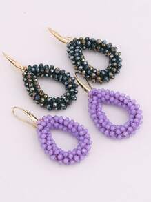 sehuoran 1 Pair Handmade Beaded Crystal & Pearl Bohemian Style Earrings, Colorful Personalized Versatile Dangling Earrings With High-End Elegant Mixed Color, Suitable For Party & Daily Wear
