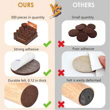 104/300pcs Premium Felt Furniture Pads Set - Non-Slip Heavy Duty Protection Chair Pads For Hardwood And Laminate Floors, Multi-Purpose Self-Adhesive Chair Leg Floor Protectors For Tables, Chairs And Appliances,Noise Reduction Without Scratches,Suitable For Kitchen, Living Room,Cafe(Brown,Beige) - Multicolor - View 5