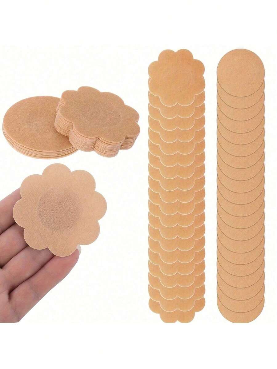 10/30/50/100Pcs Cloth Nipple Cover Teat Hide Women Nipple Pasties Piece Breast Petals Invisible Bra Padding Chest Sticker Patch Covers - Multicolor - View 1