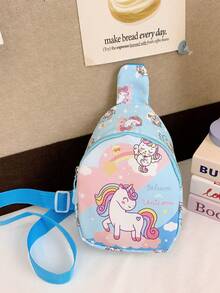 1个女童迷你小马图案拉链尼龙胸包，四季皆宜 - 彩色 - 查看 6