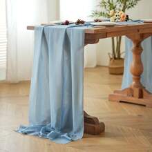 1 pièce Chemin de table en mousseline de soie unicolore, style campagne romantique 70*300cm, fibre de polyester, convient pour les mariages en extérieur, les thés de mariage, les fêtes d'enfants, les fêtes d'anniversaire, la décoration de table à manger