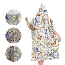 1pc Digital Printed Pattern Ultra-Fine Fiber Hooded Bath Towel, Suitable For Bathing, Swimming Pool, Travel Items, Festival Gifts