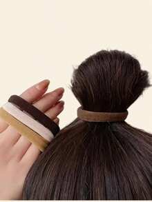 20pcs/50pcs/100pcs/200pcs/Set Black & Colorful High Elastic Hair Ties, Minimalist Seamless Ponytail Holders, Solid Color Stretchy Hair Bands For Women, Comfortable , Essential For Home & Travel Hair Accessories - Rice Coffee - View 7