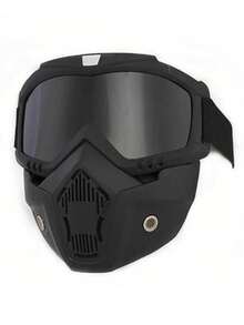 1pc Vintage Motorcycle Helmet Windshield Dustproof Goggles Mask Shield For Riding Or Off-Roading Glasses - Black - View 3