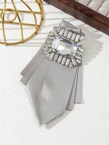 1pc Elegant Design Alloy Royal Brooch, Oversized Rhinestone Shiny Ladies Tie Style Brooch, Luxury Jewelry Pin, Suitable For Dates And Daily Wear, Gift - Simplicity - View 16