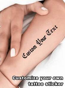Customized Temporary Tattoo - Text Design, Suitable For Arm And Body Temporary Decoration,Multi-Functional,Ornamental,Letter,Solid Color,Exquisite,Stylish,Vintage,Modern,Colorful,Leisure,Basics,Casual,Soft,Unique,Customized,Personalized,Custom,Ideal Gifts For Her,Girlfriend,Her,Boyfriend,Friends