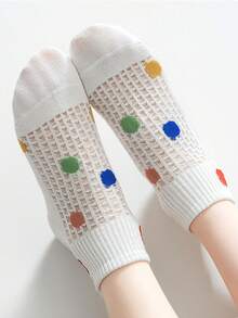 5 Pairs Princess Polka Dot, Ruffle Striped Colorful Lace Girls Socks - Breathable Comfortable Knitted Short Socks, Suitable For Outdoor Activities, Pink And White, Cute Socks - Multicolor - View 7